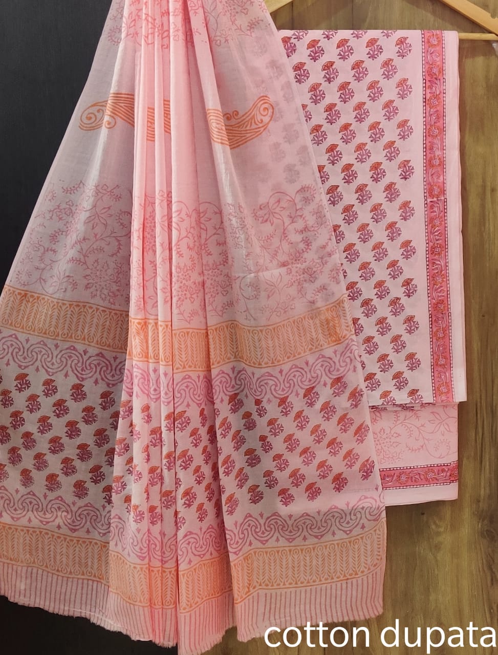 Desginer Hand Block Print Cotton Dupatta Cotton Suit (CDCS007)