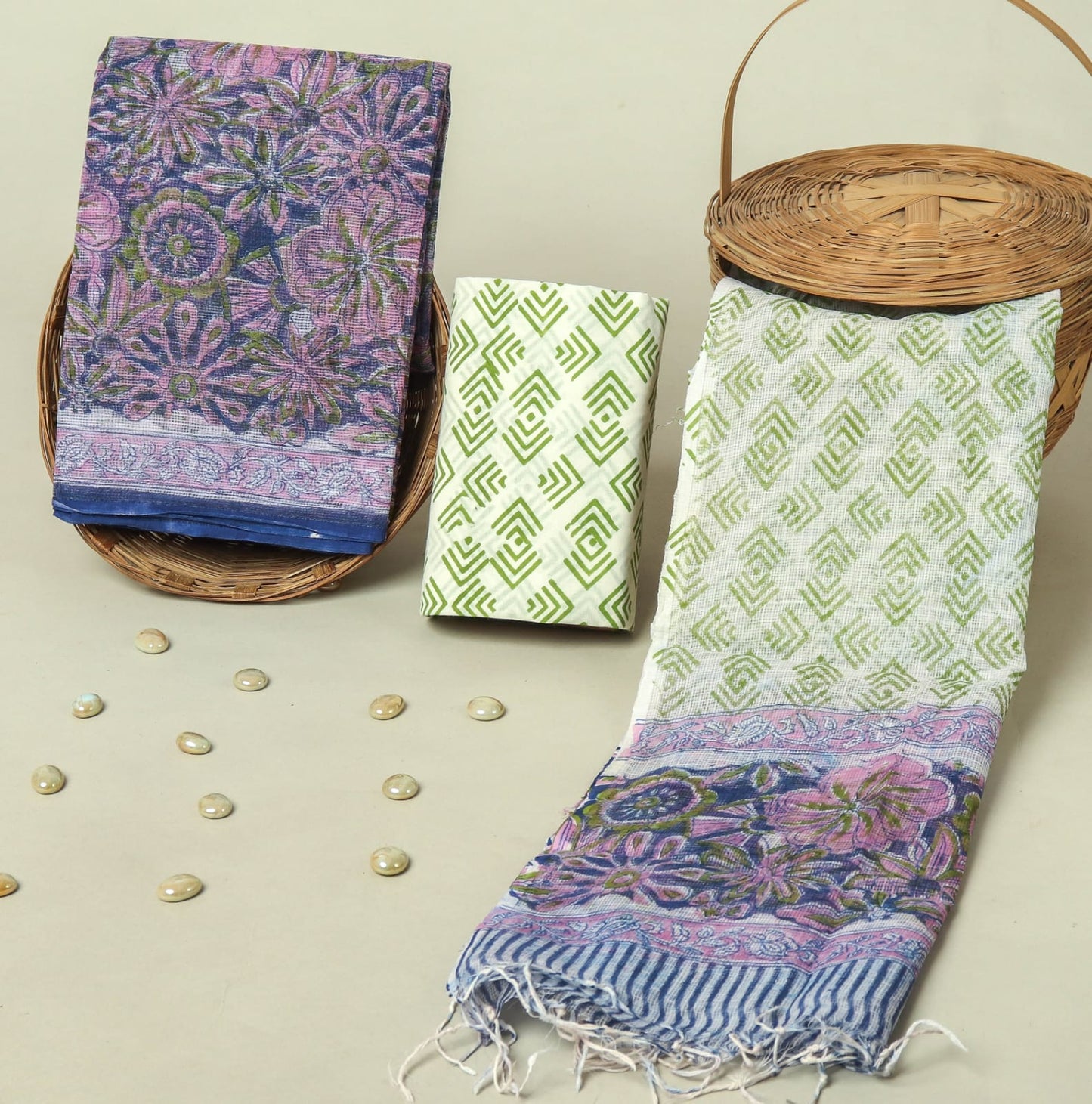 Hand Block Printed Full Kota Doriya Suit Set (FKDS025)