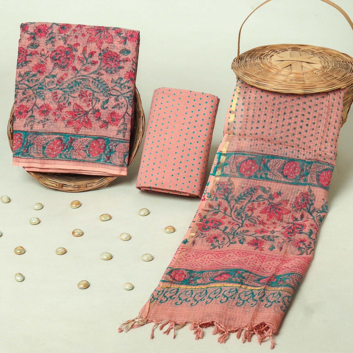 Hand Block Printed Full Kota Doriya Suit Set (FKDS030)