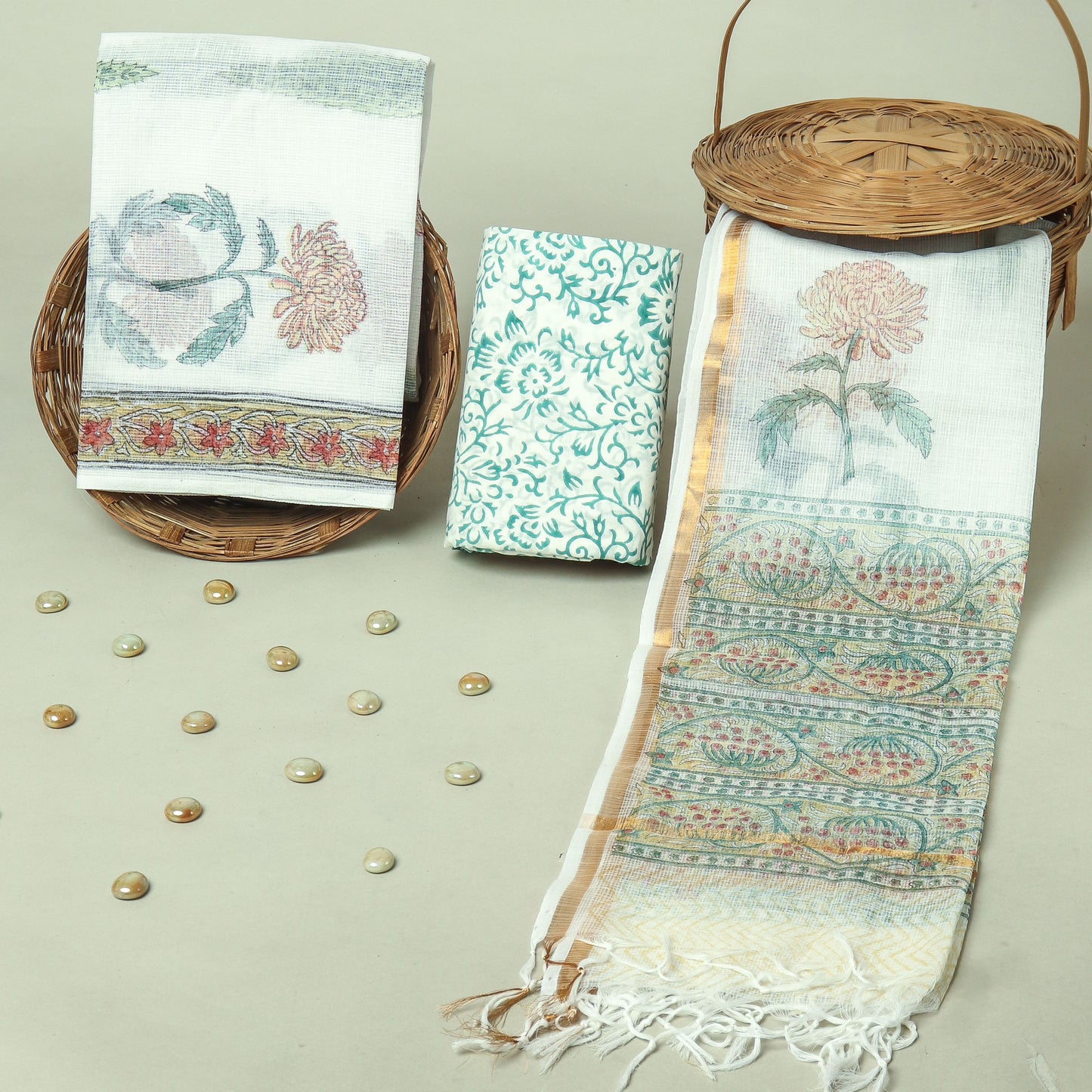 Hand Block Printed Full Kota Doriya Suit Set (FKDS049)