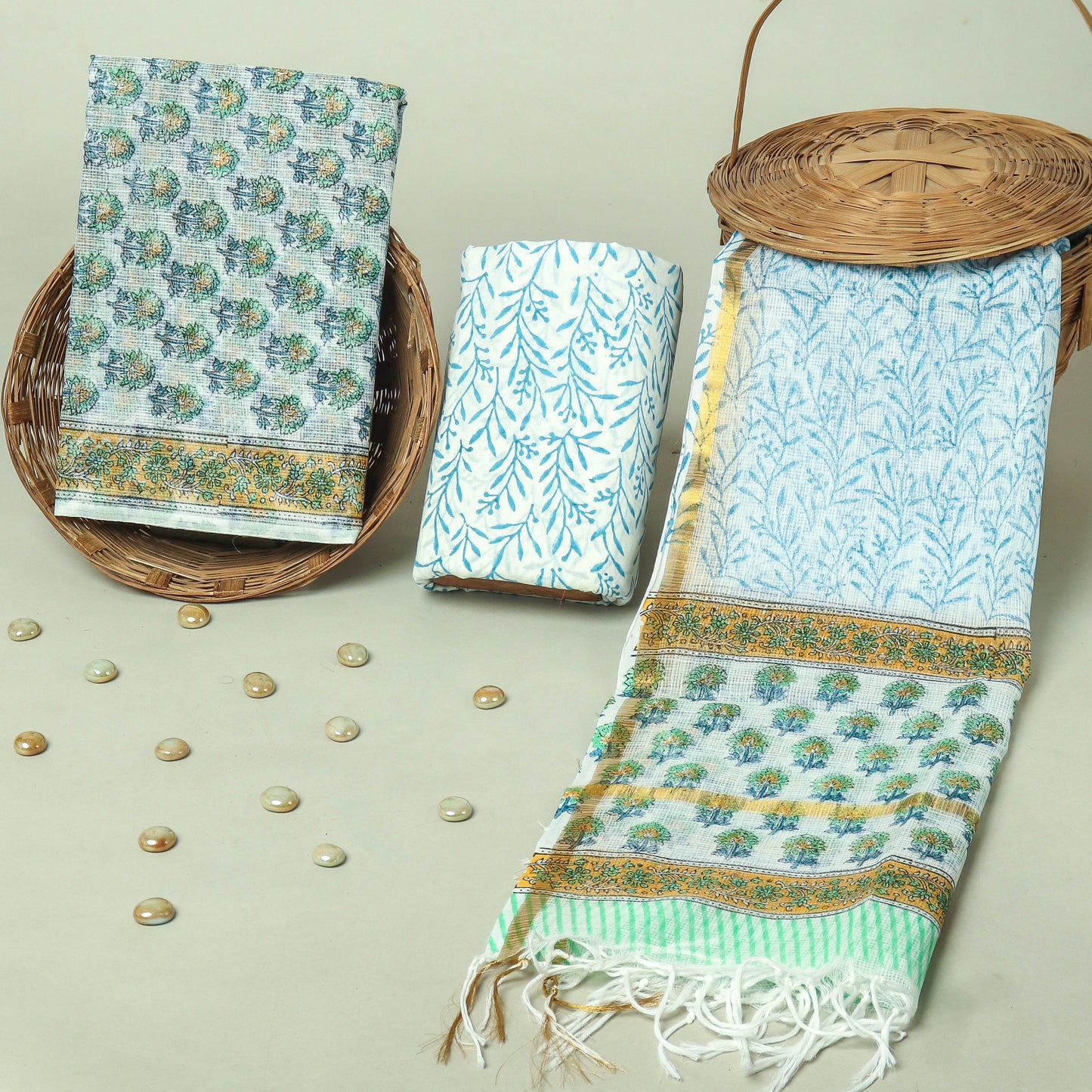 Hand Block Printed Full Kota Doriya Suit Set (FKDS055)