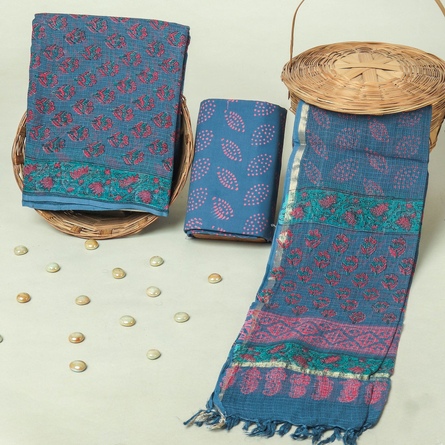 Hand Block Printed Full Kota Doriya Suit Set (FKDS061)