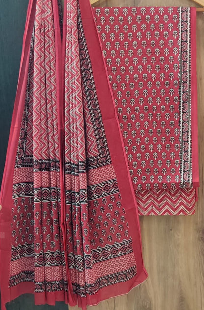 Desginer Hand Block Print Cotton Dupatta Cotton Suit (CDCS001)