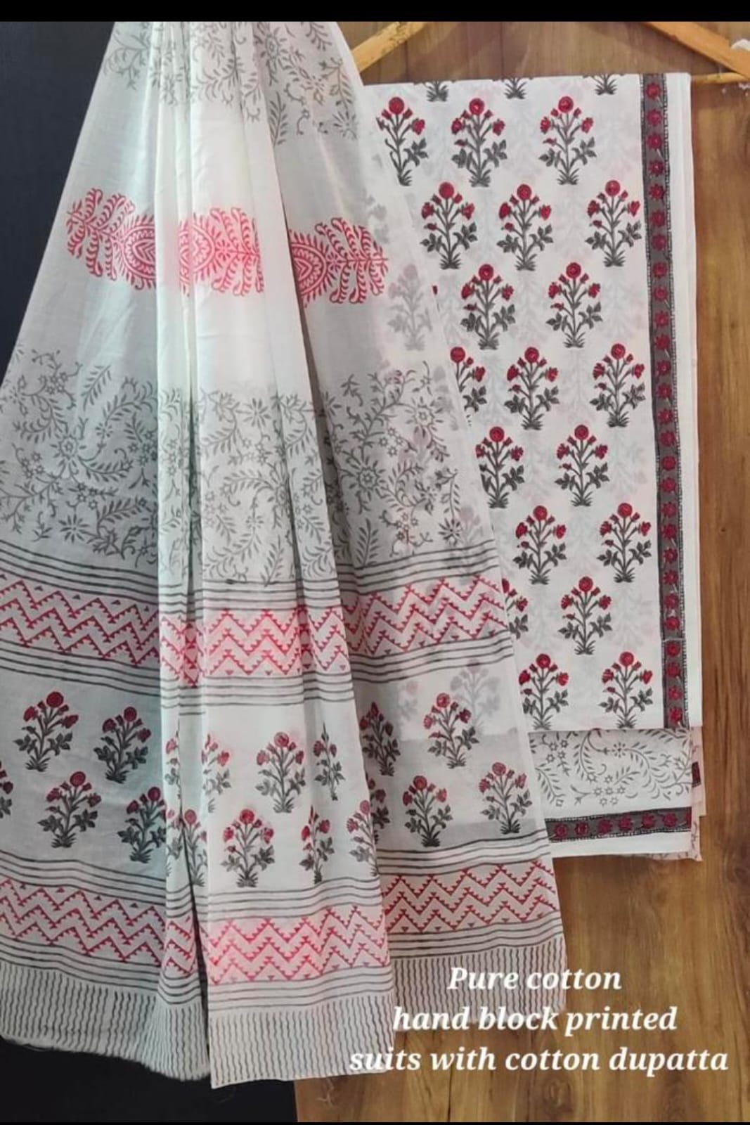 Desginer Hand Block Print Cotton Dupatta Cotton Suit (CDCS003)