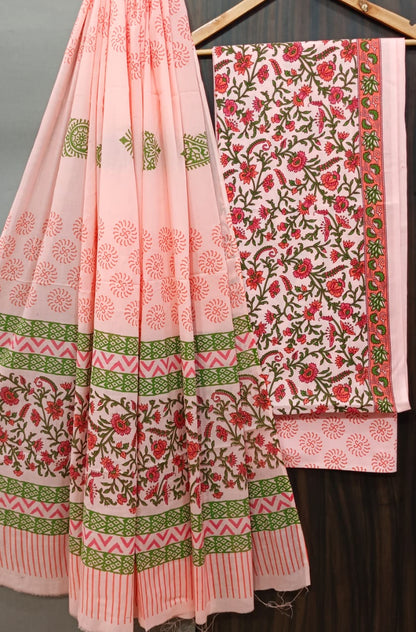 Desginer Hand Block Print Cotton Dupatta Cotton Suit (CDCS005)