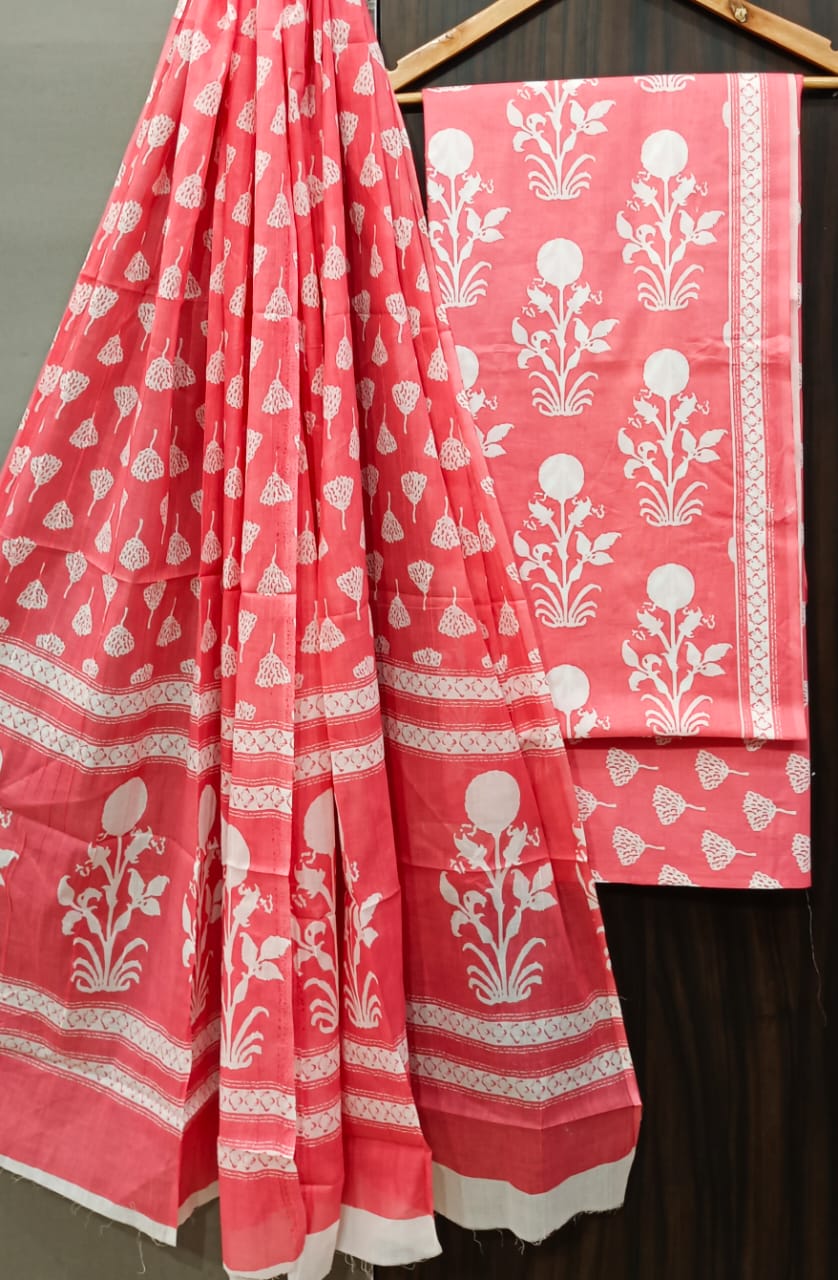 Desginer Hand Block Print Cotton Dupatta Cotton Suit (CDCS006)