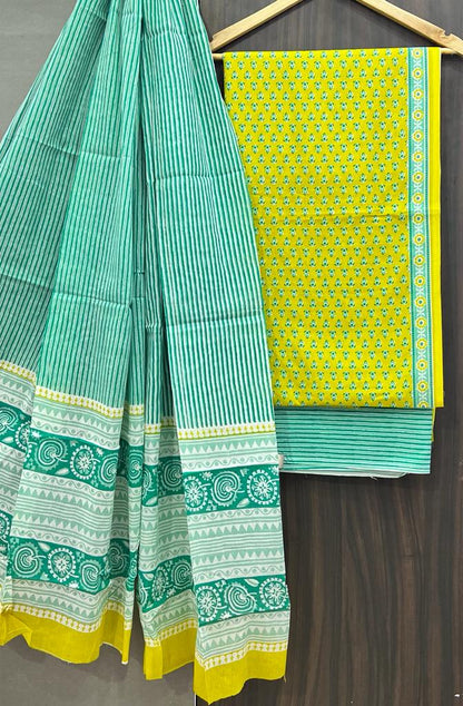 Desginer Hand Block Print Cotton Dupatta Cotton Suit (CDCS010)