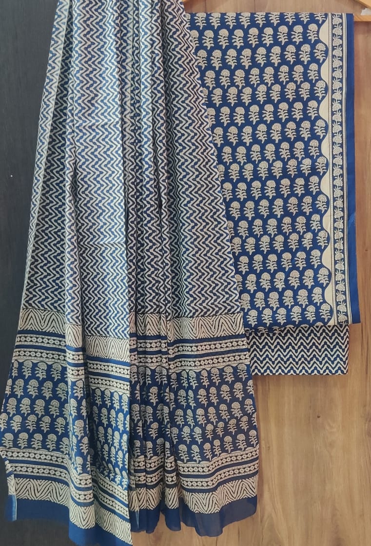 Desginer Hand Block Print Cotton Dupatta Cotton Suit (CDCS011)