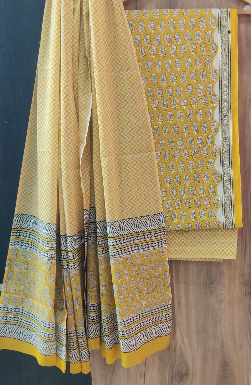 Desginer Hand Block Print Cotton Dupatta Cotton Suit (CDCS012)