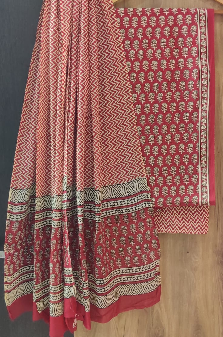 Desginer Hand Block Print Cotton Dupatta Cotton Suit (CDCS013)