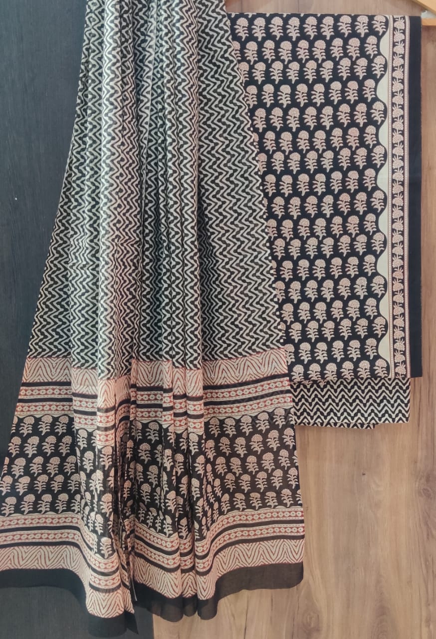 Desginer Hand Block Print Cotton Dupatta Cotton Suit (CDCS014)