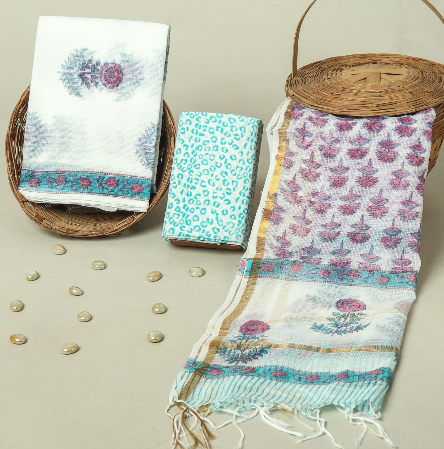 Hand Block Printed Full Kota Doriya Suit Set (FKDS001)