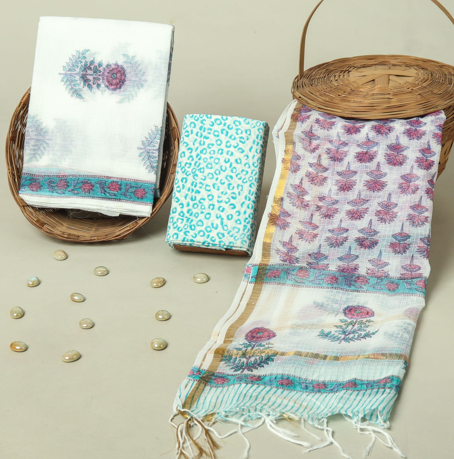 Hand Block Printed Full Kota Doriya Suit Set (FKDS001)