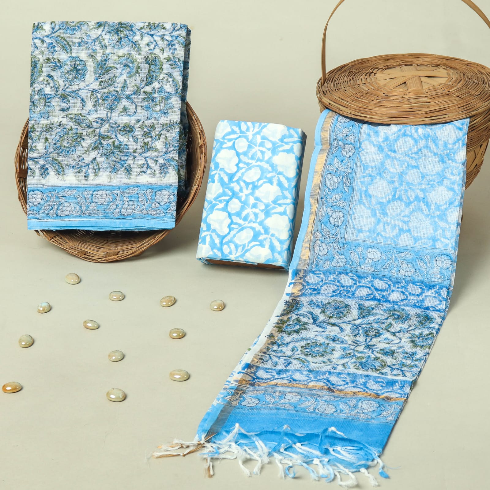 Hand Block Printed Full Kota Doriya Suit Set (FKDS004)