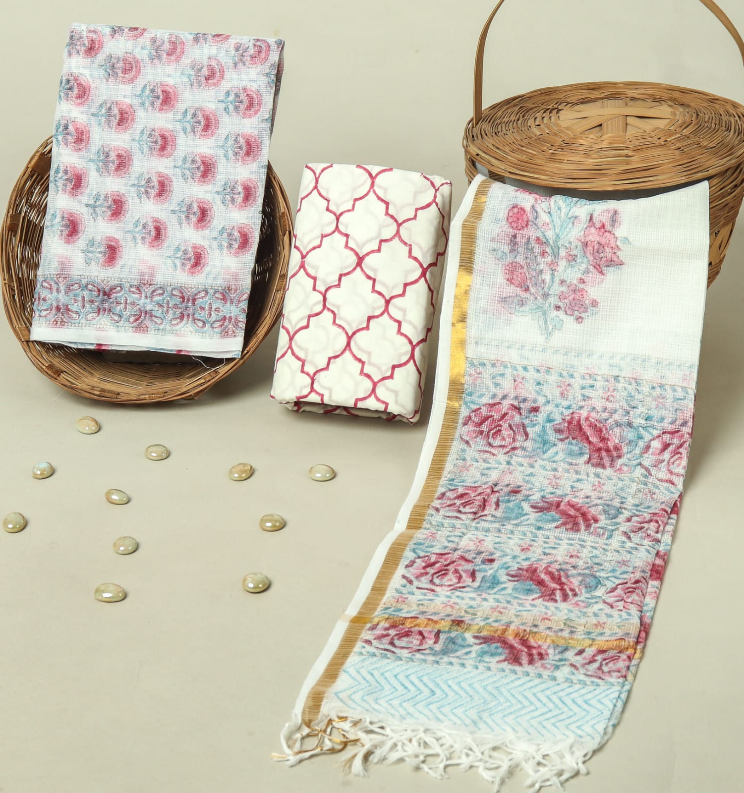 Hand Block Printed Full Kota Doriya Suit Set (FKDS006)