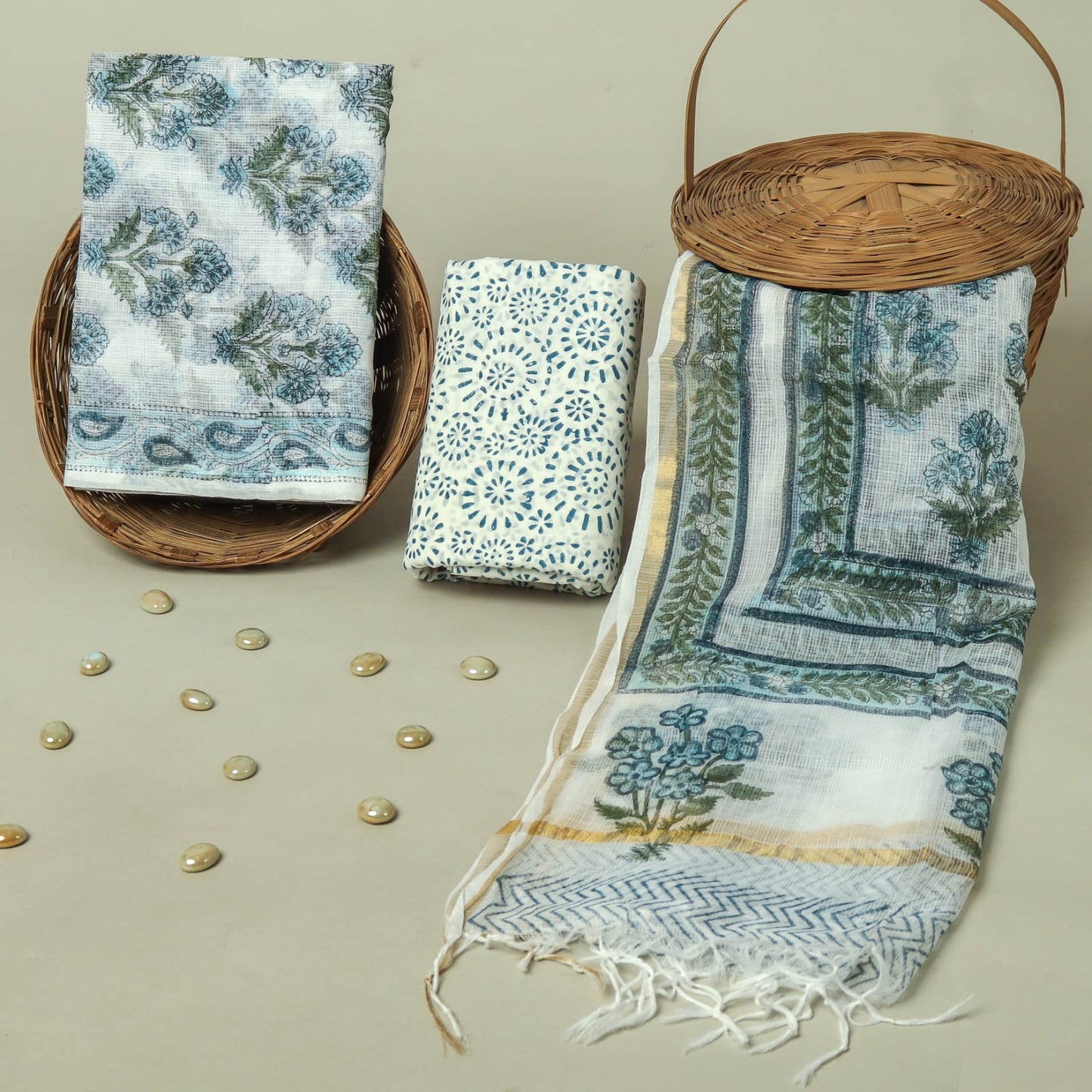 Hand Block Printed Full Kota Doriya Suit Set (FKDS012)