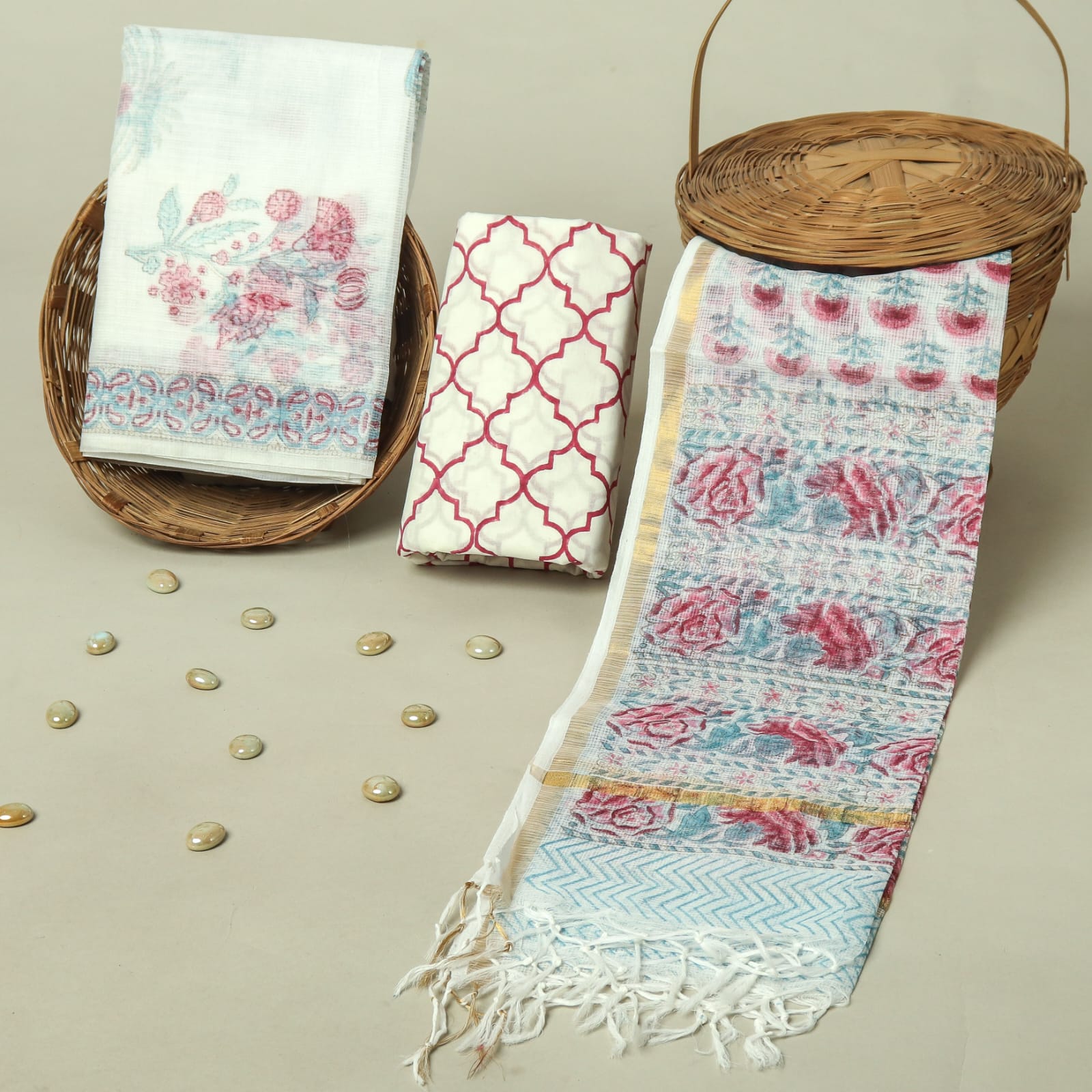 Hand Block Printed Full Kota Doriya Suit Set (FKDS013)