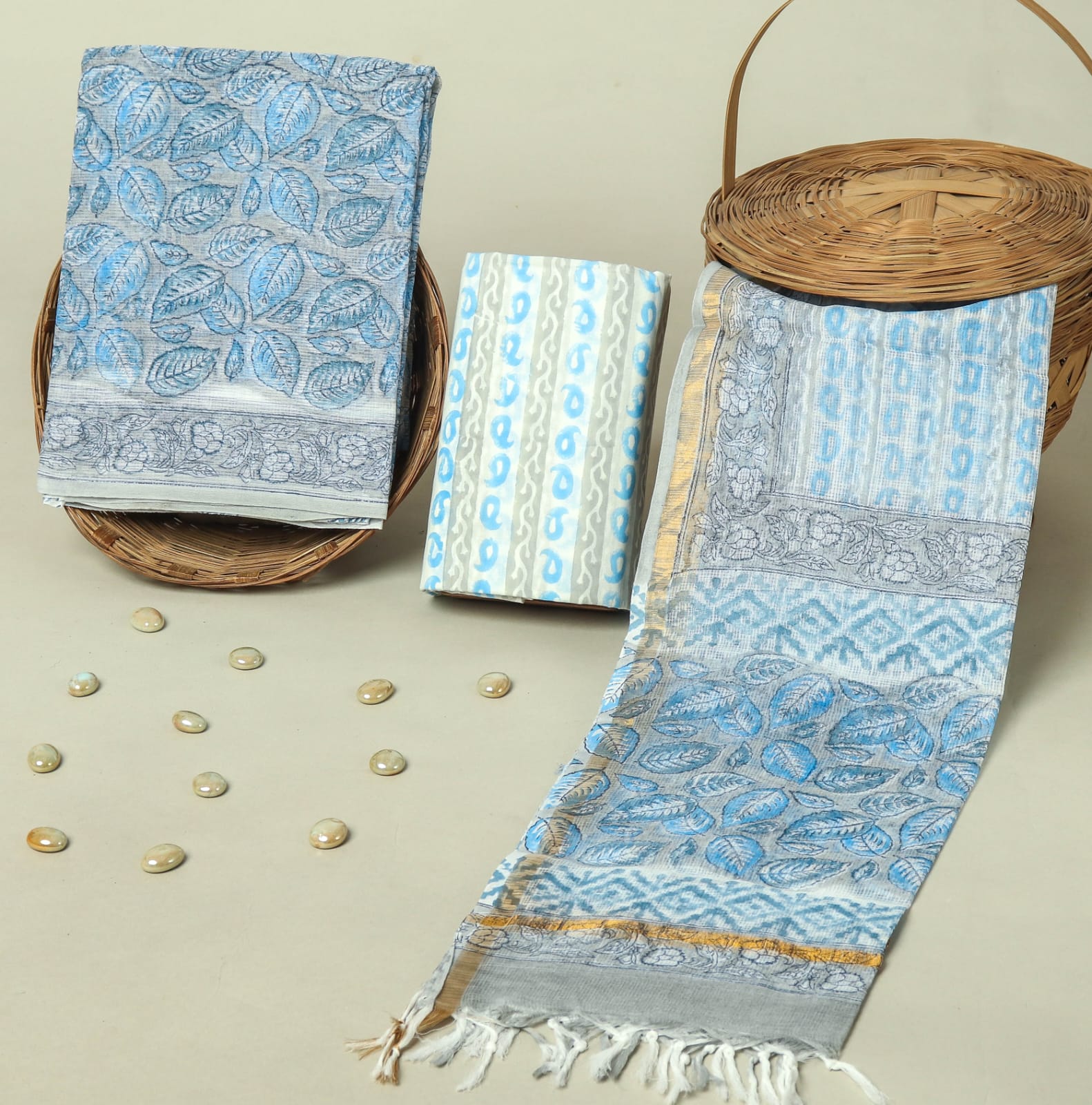 Hand Block Printed Full Kota Doriya Suit Set (FKDS014)