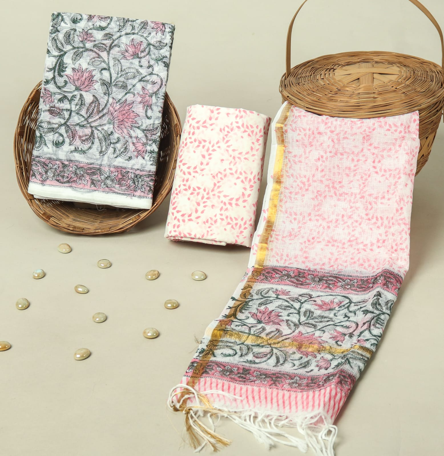 Hand Block Printed Full Kota Doriya Suit Set (FKDS017)