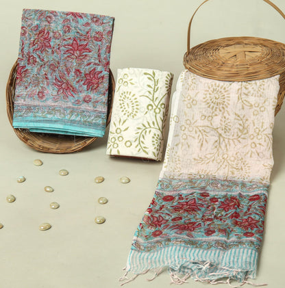 Hand Block Printed Full Kota Doriya Suit Set (FKDS018)