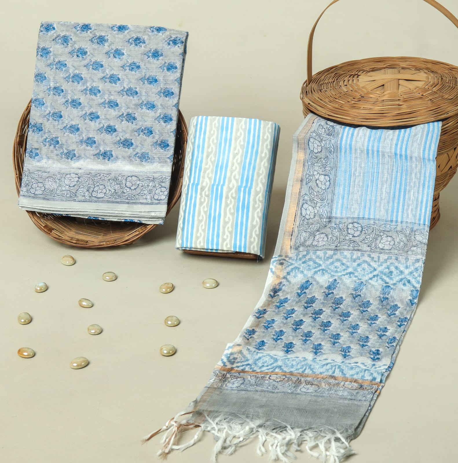Hand Block Printed Full Kota Doriya Suit Set (FKDS020)