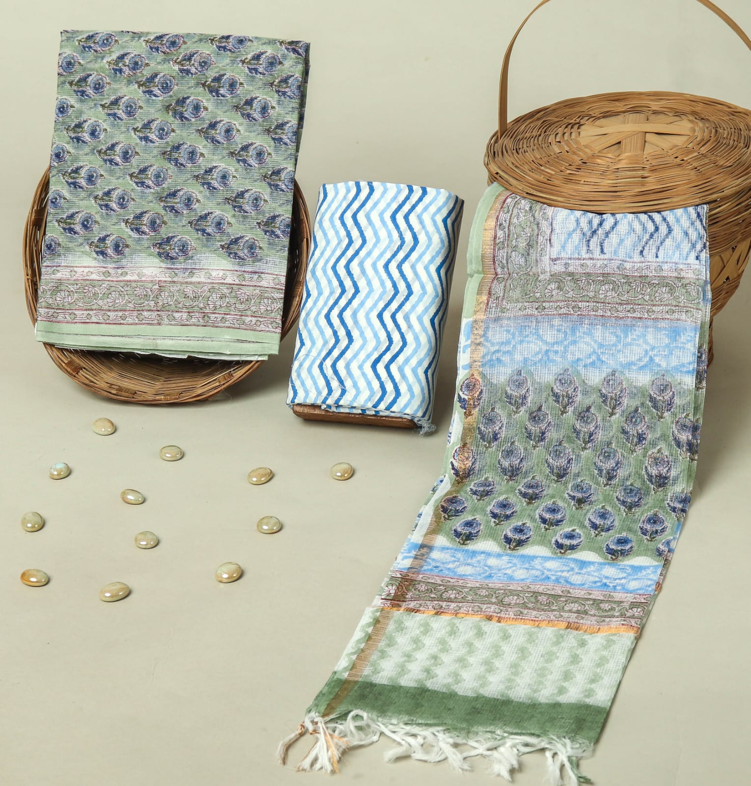 Hand Block Printed Full Kota Doriya Suit Set (FKDS022)