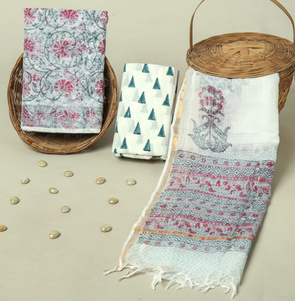 Hand Block Printed Full Kota Doriya Suit Set (FKDS023)