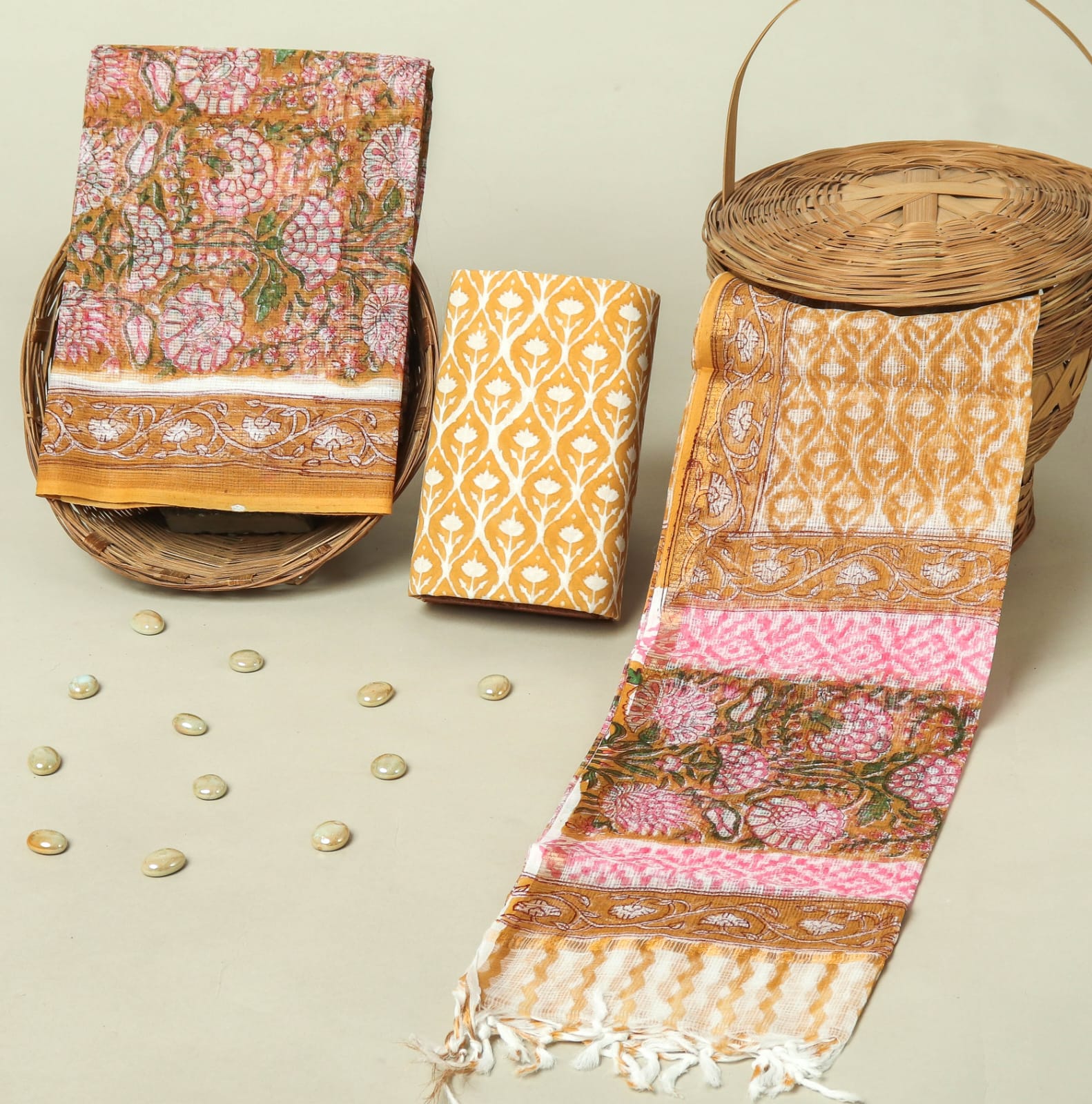 Hand Block Printed Full Kota Doriya Suit Set (FKDS024)
