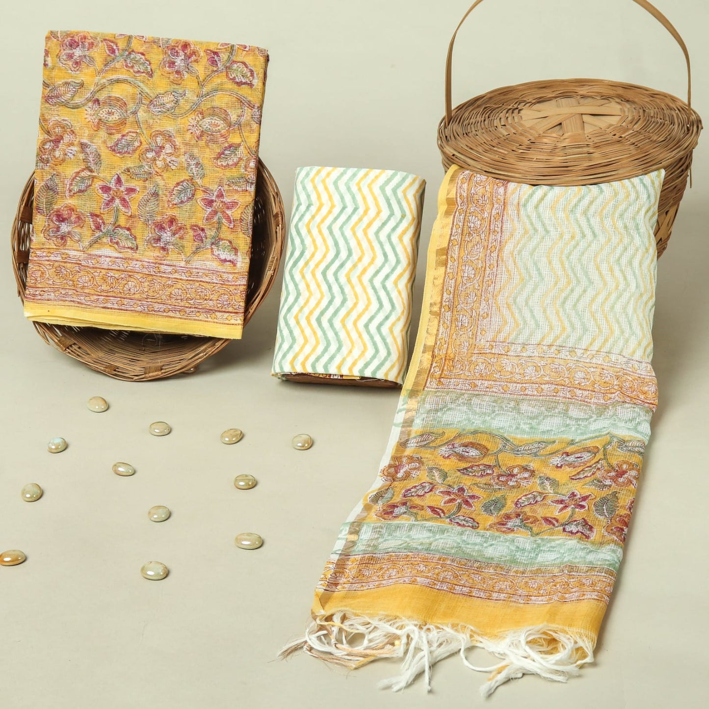 Hand Block Printed Full Kota Doriya Suit Set (FKDS026)