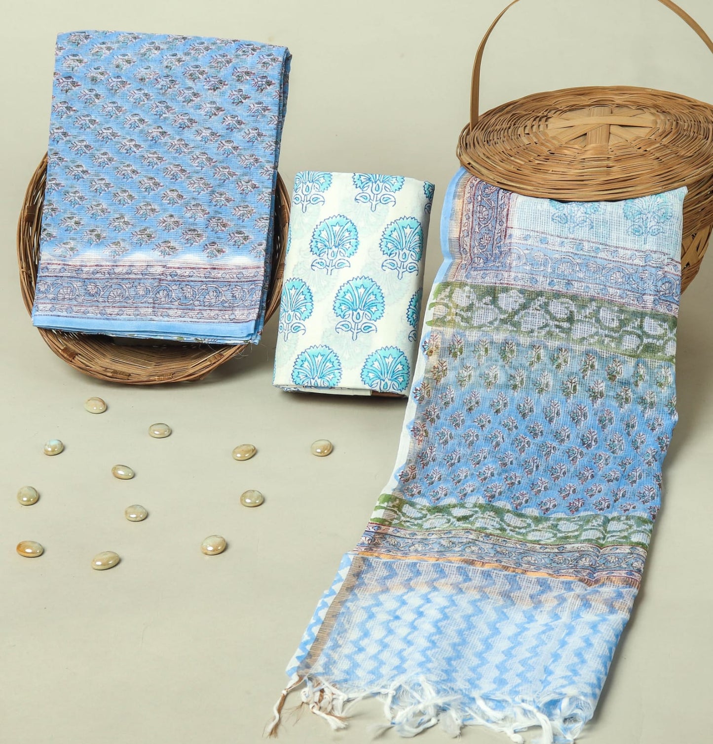Hand Block Printed Full Kota Doriya Suit Set (FKDS028)