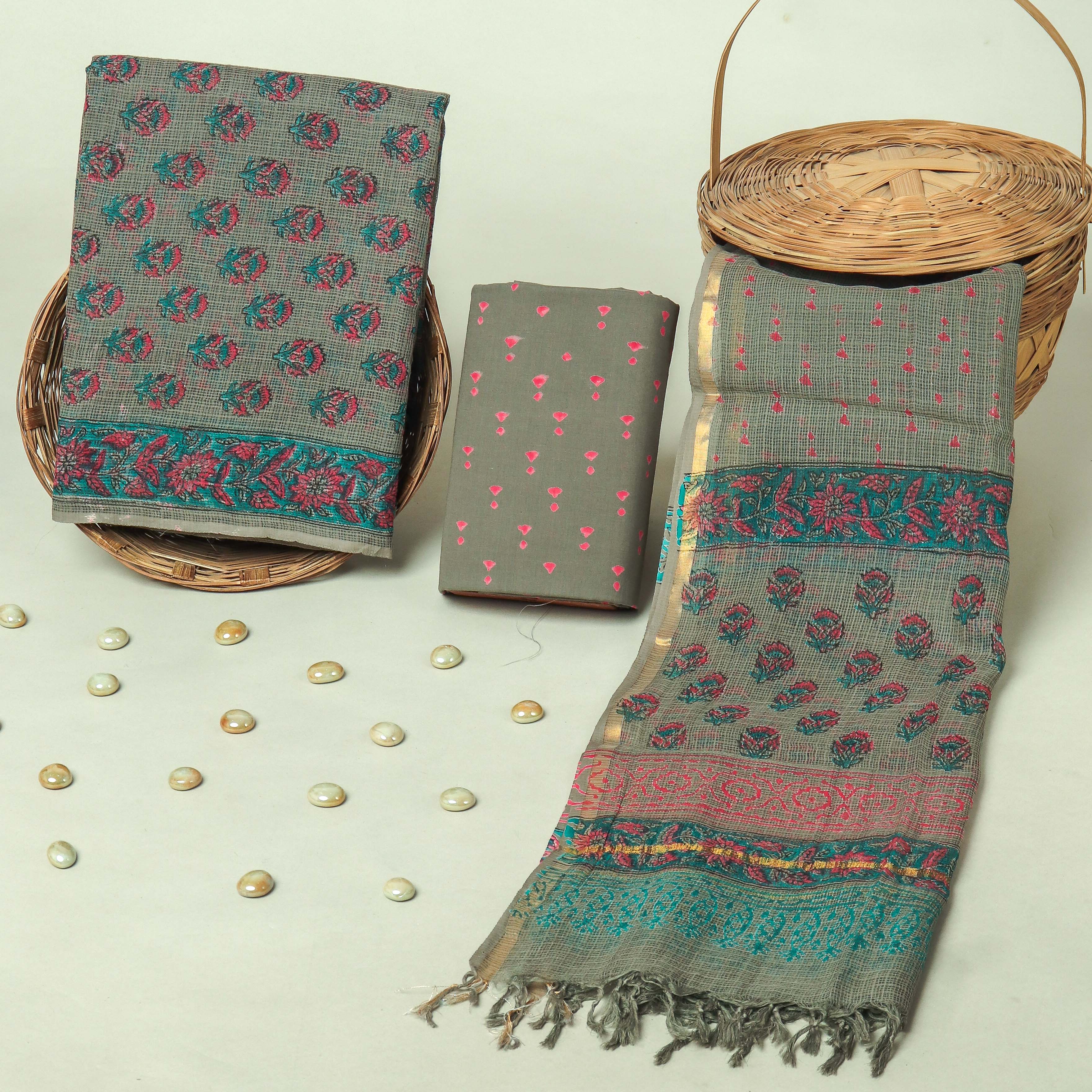 Hand Block Printed Full Kota Doriya Suit Set (FKDS031)