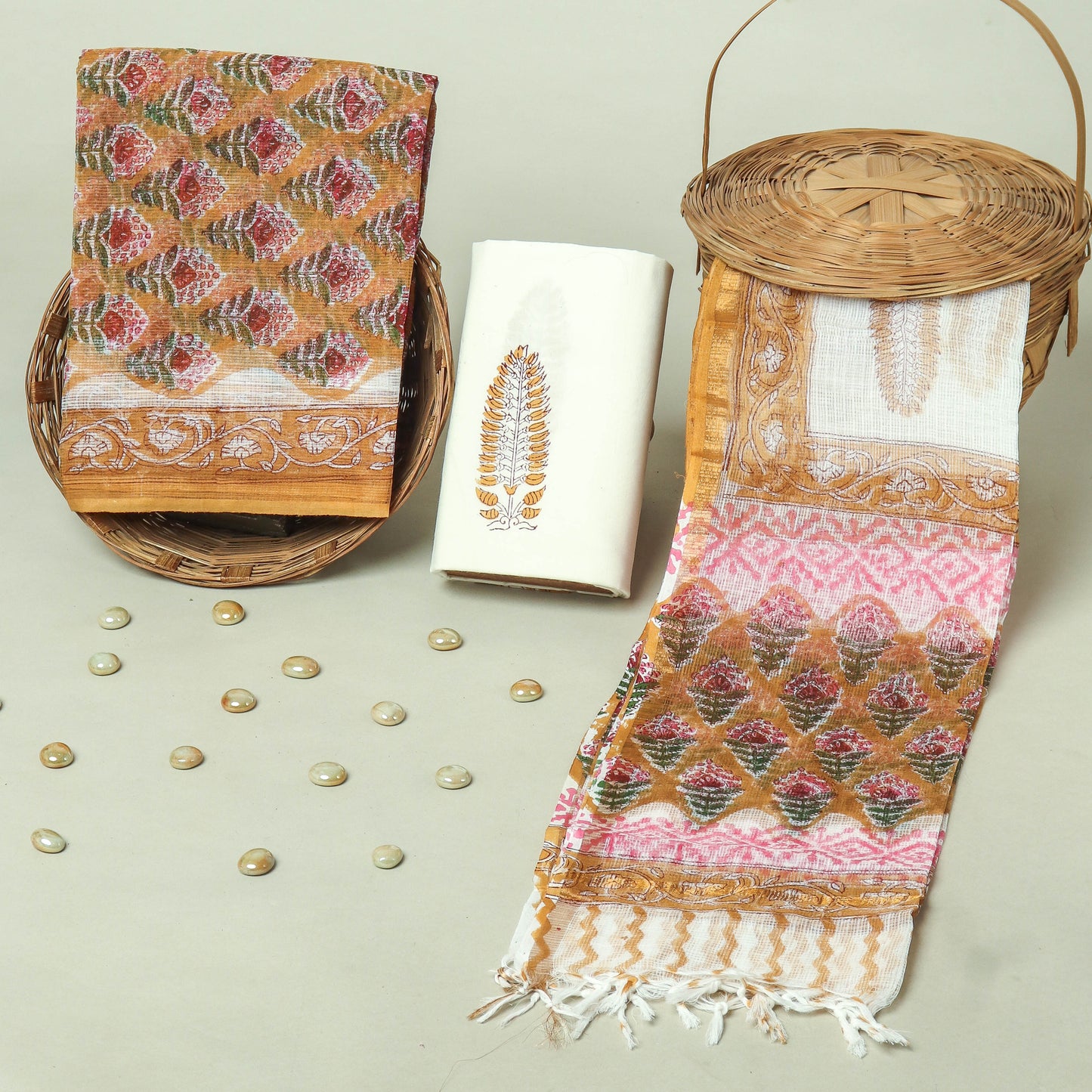 Hand Block Printed Full Kota Doriya Suit Set (FKDS033)
