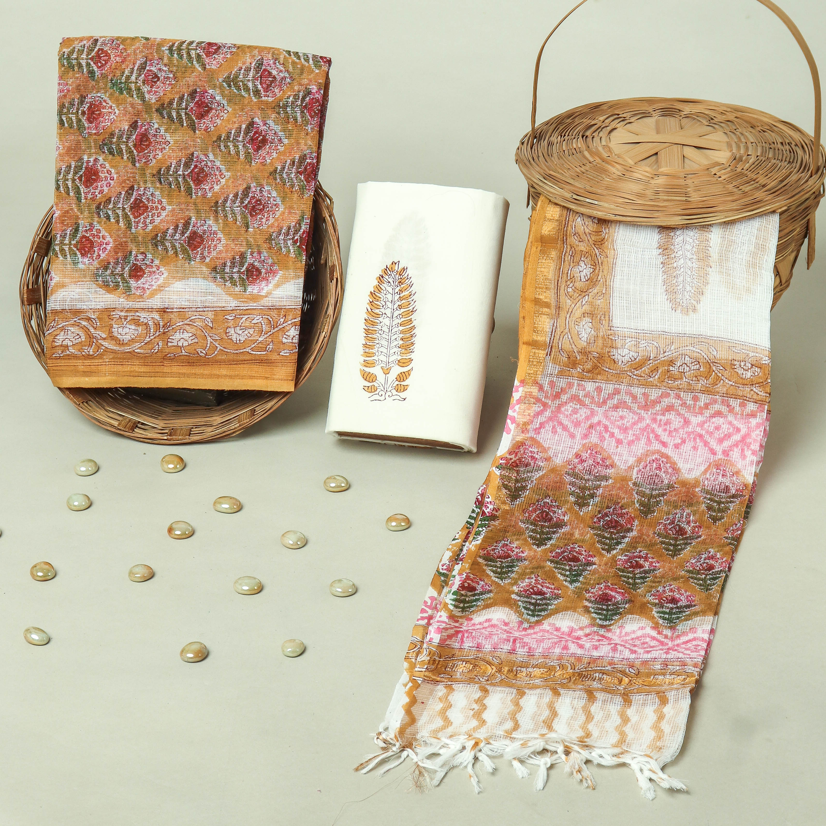 Hand Block Printed Full Kota Doriya Suit Set (FKDS033)