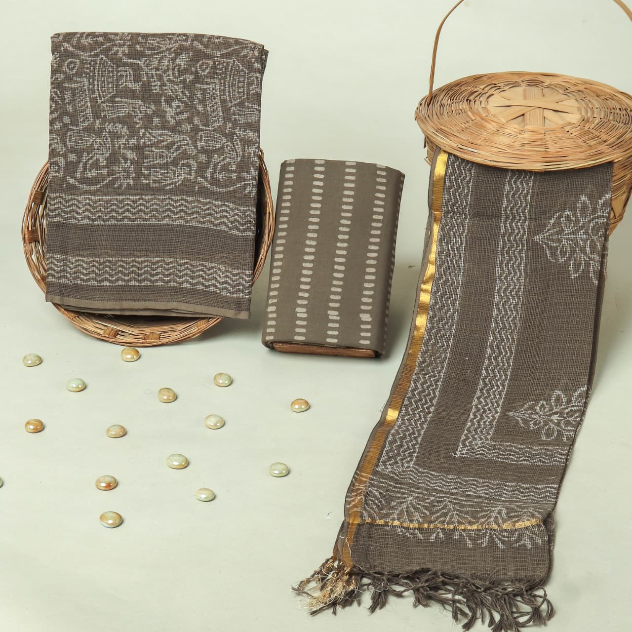 Hand Block Printed Full Kota Doriya Suit Set (FKDS034)