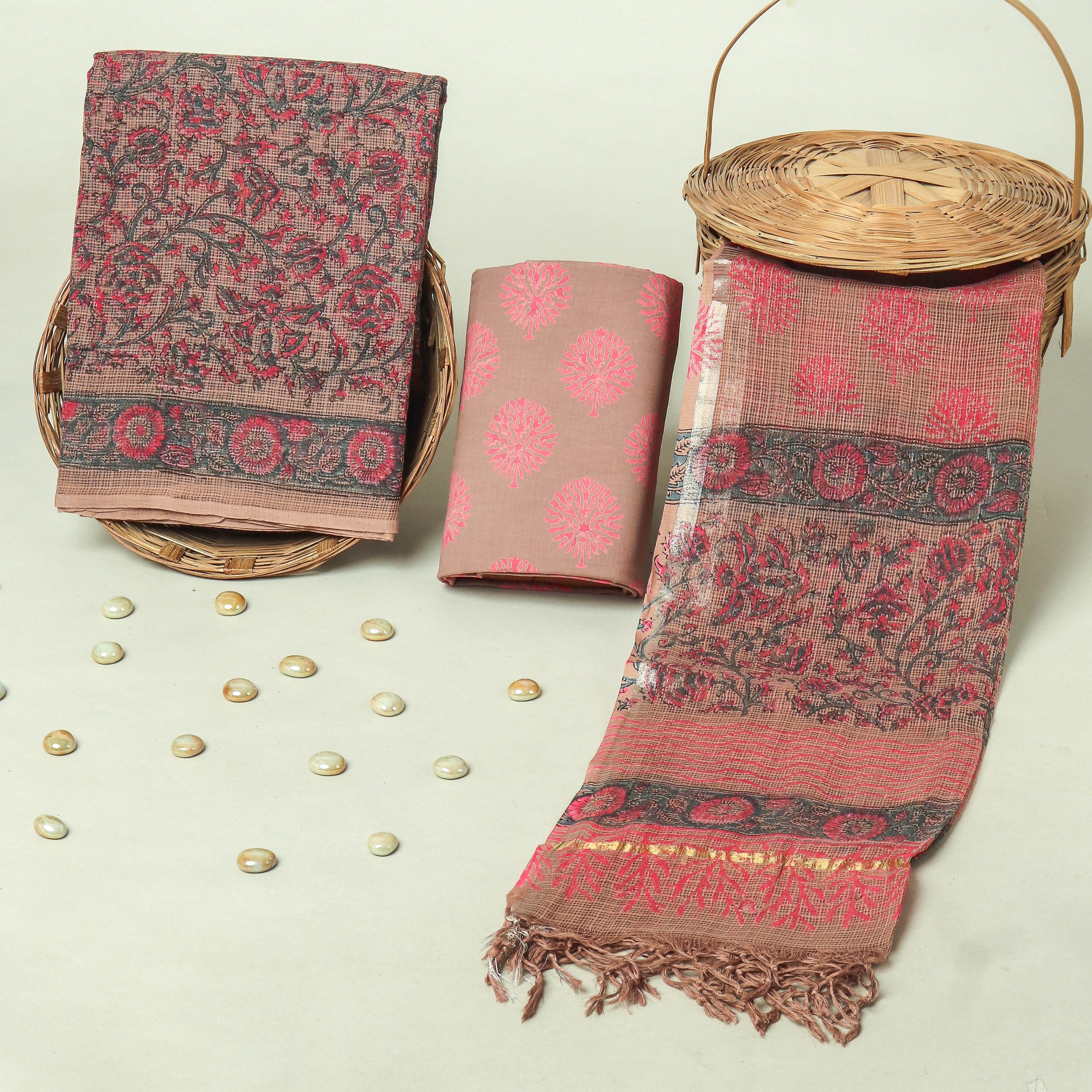 Hand Block Printed Full Kota Doriya Suit Set (FKDS036)