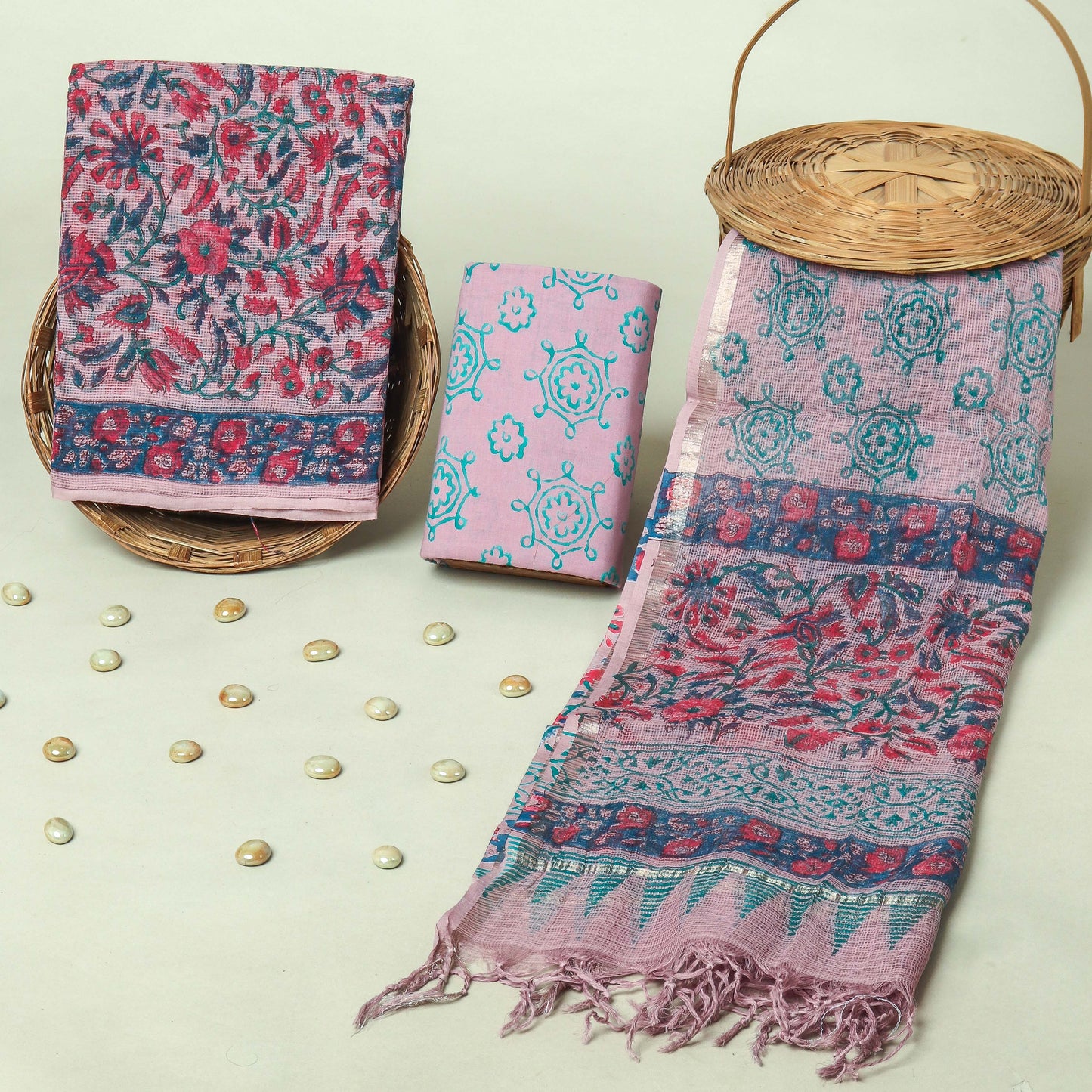 Hand Block Printed Full Kota Doriya Suit Set (FKDS039)