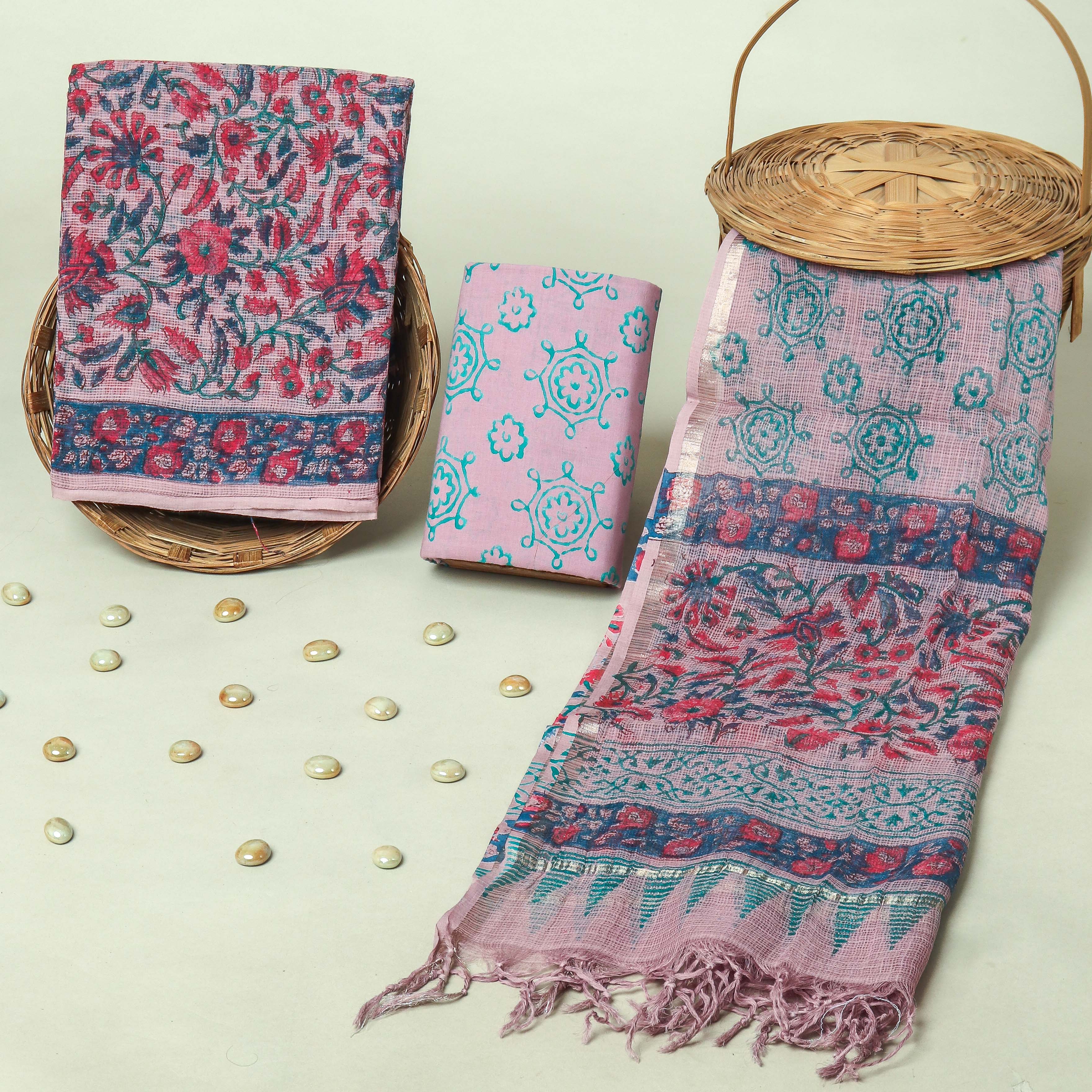 Hand Block Printed Full Kota Doriya Suit Set (FKDS039)