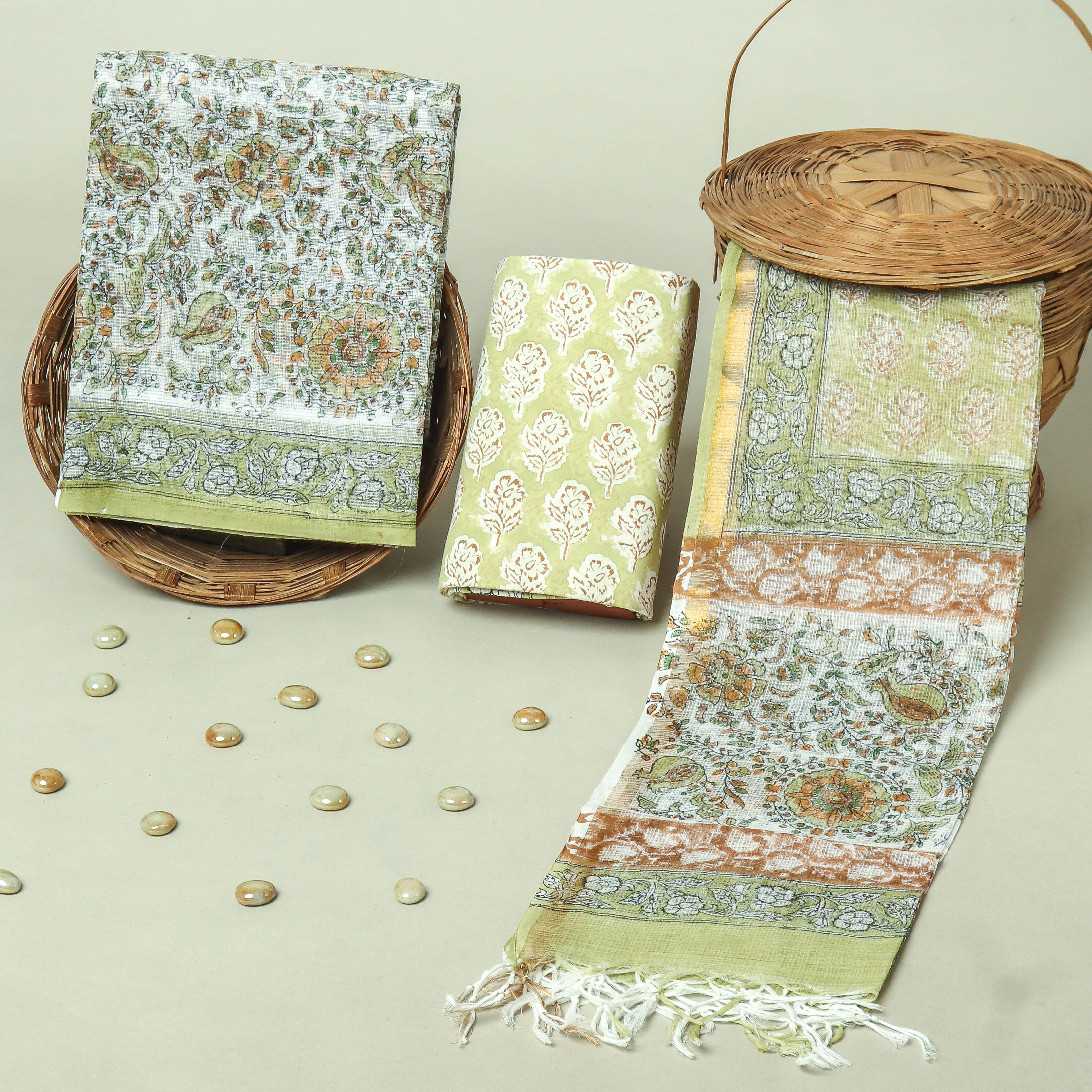 Hand Block Printed Full Kota Doriya Suit Set (FKDS040)