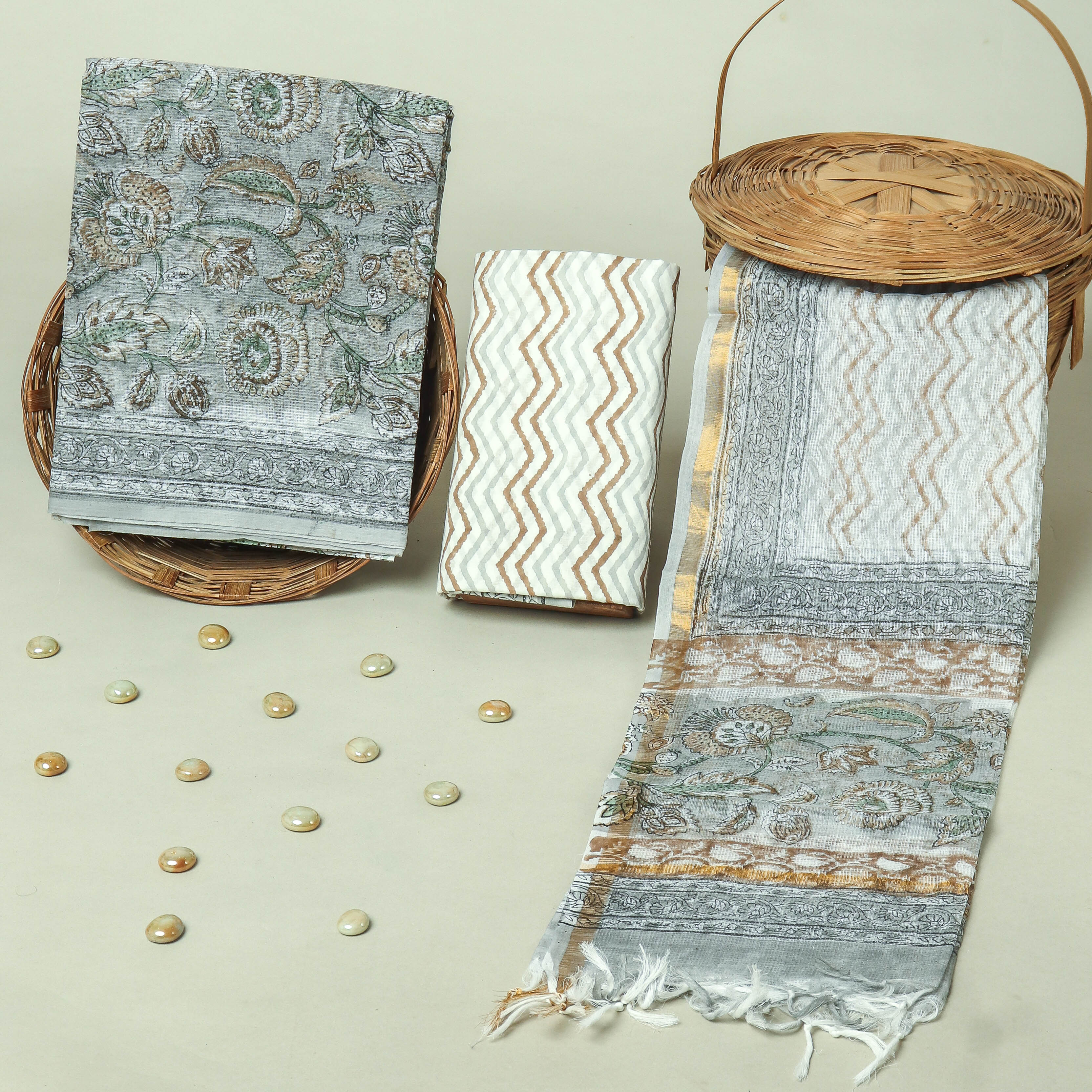 Hand Block Printed Full Kota Doriya Suit Set (FKDS041)