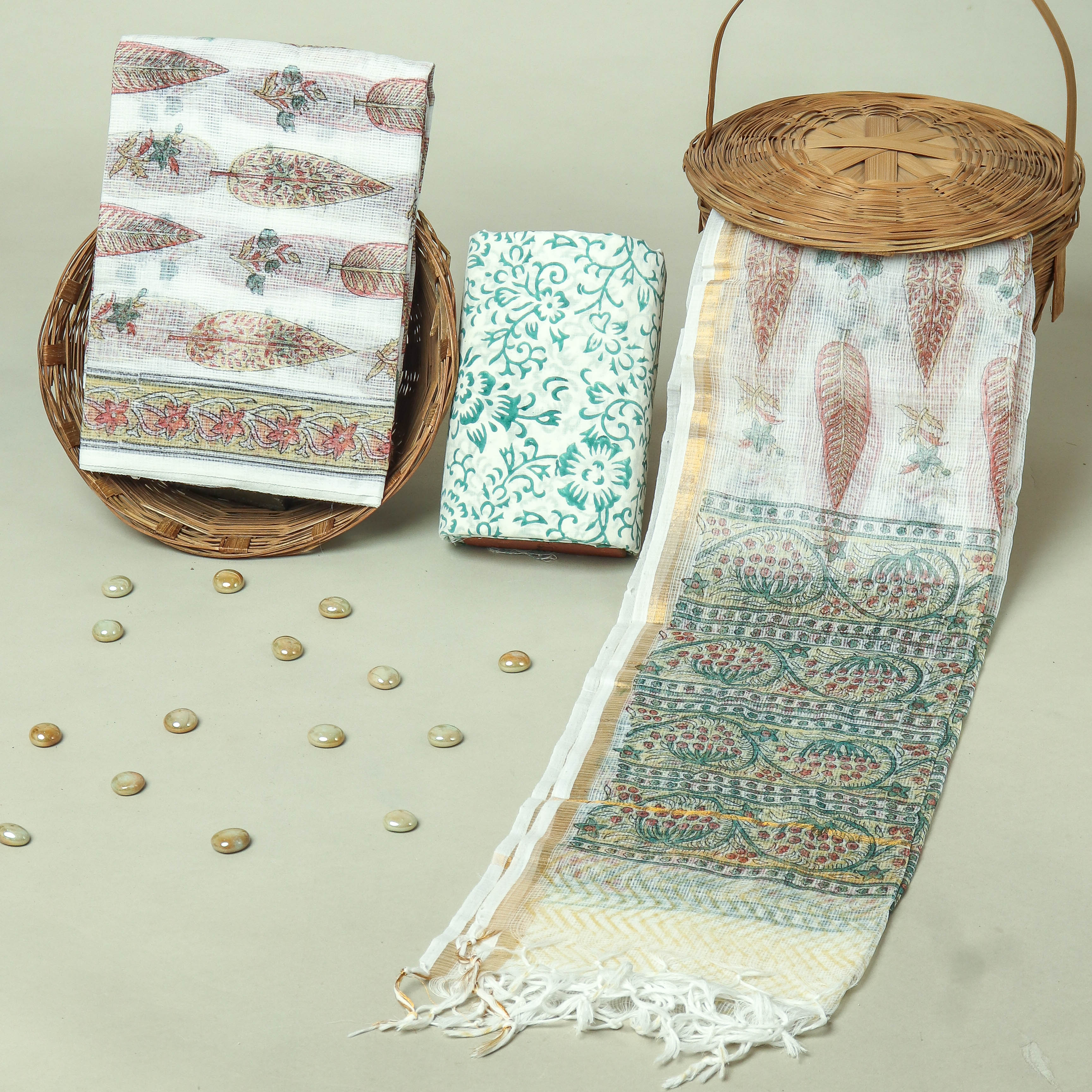 Hand Block Printed Full Kota Doriya Suit Set (FKDS042)