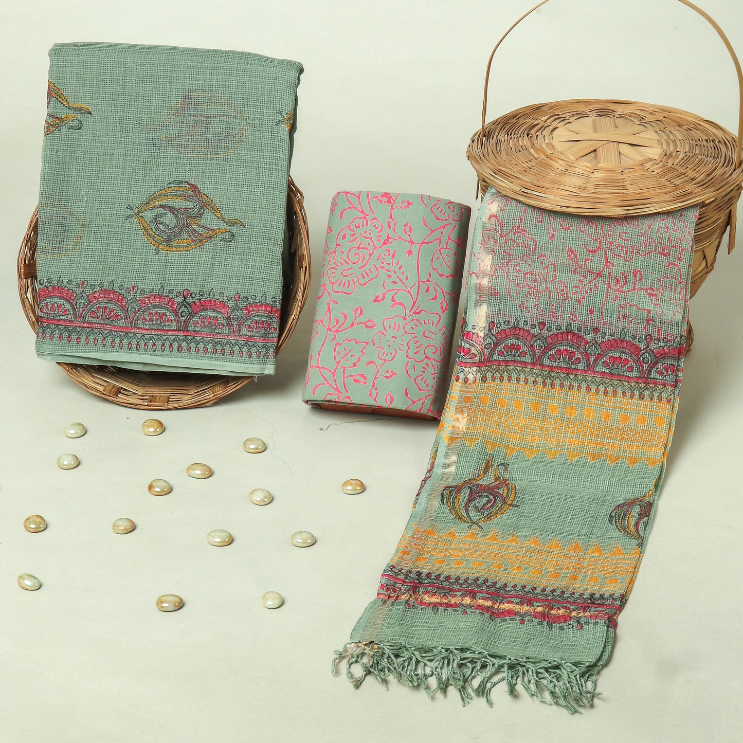 Hand Block Printed Full Kota Doriya Suit Set (FKDS043)