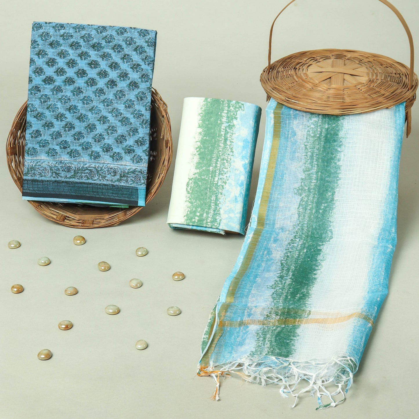 Hand Block Printed Full Kota Doriya Suit Set (FKDS044)