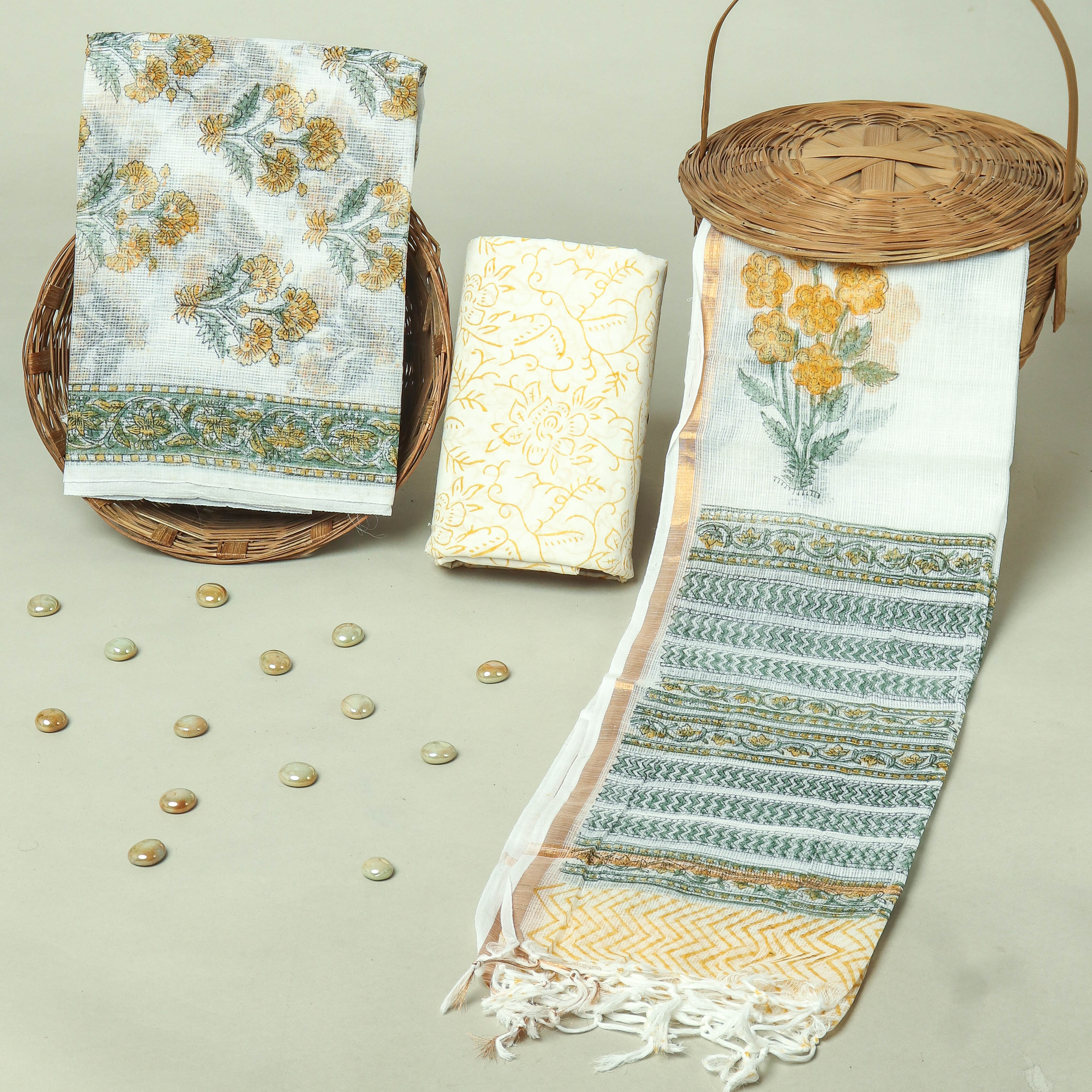 Hand Block Printed Full Kota Doriya Suit Set (FKDS046)