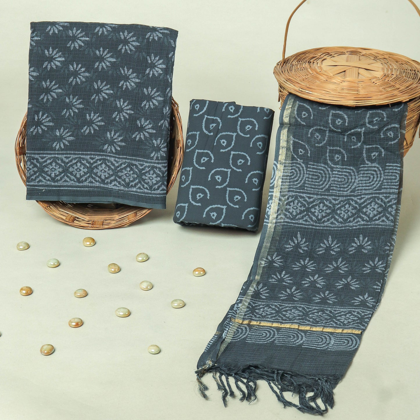 Hand Block Printed Full Kota Doriya Suit Set (FKDS047)