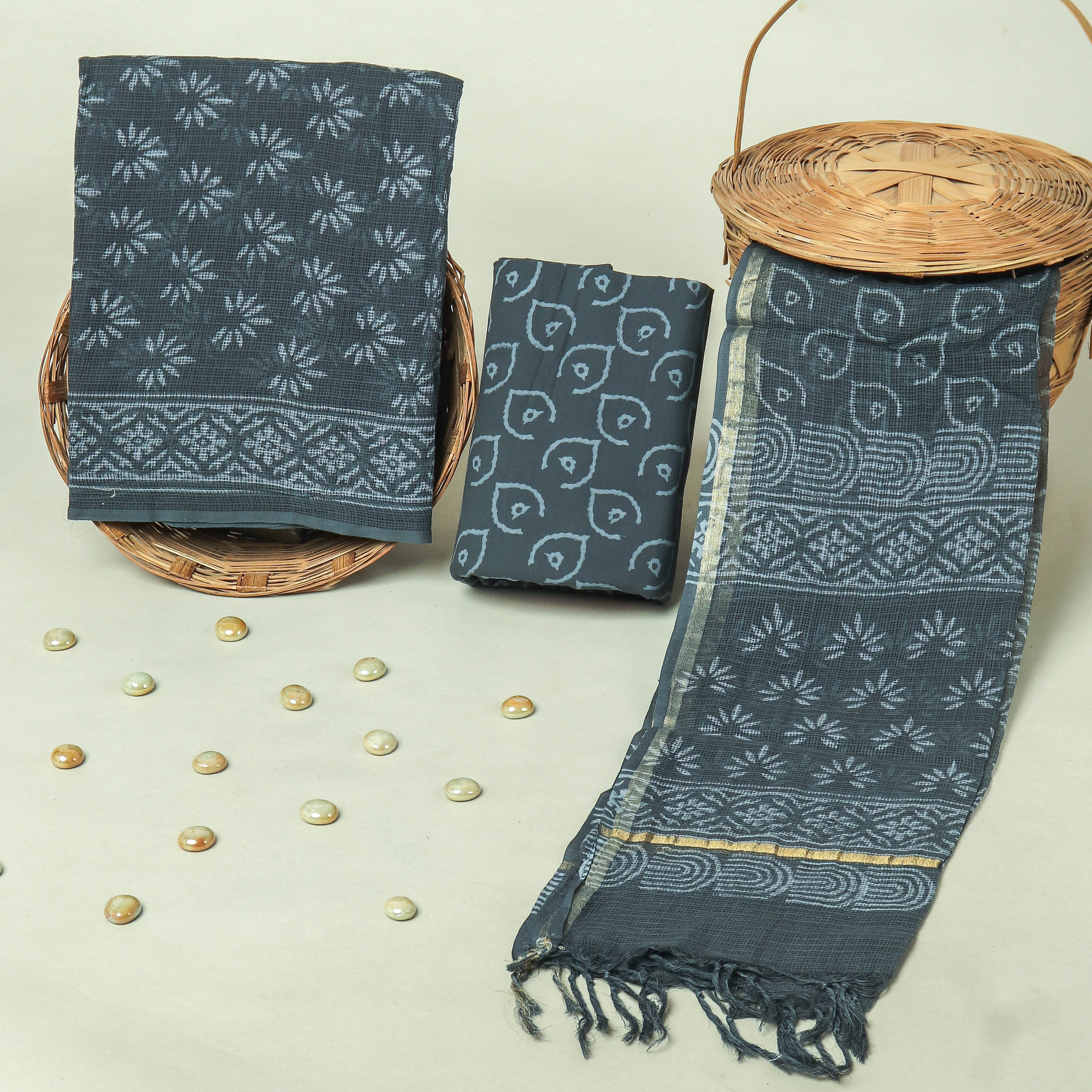 Hand Block Printed Full Kota Doriya Suit Set (FKDS047)