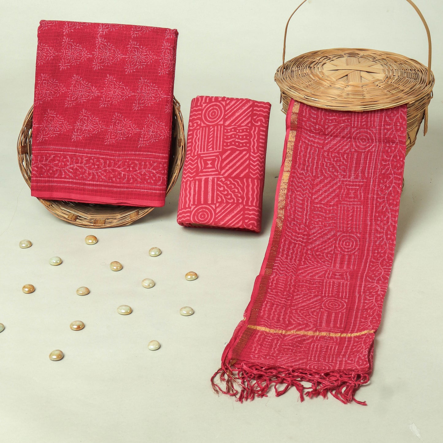 Hand Block Printed Full Kota Doriya Suit Set (FKDS048)
