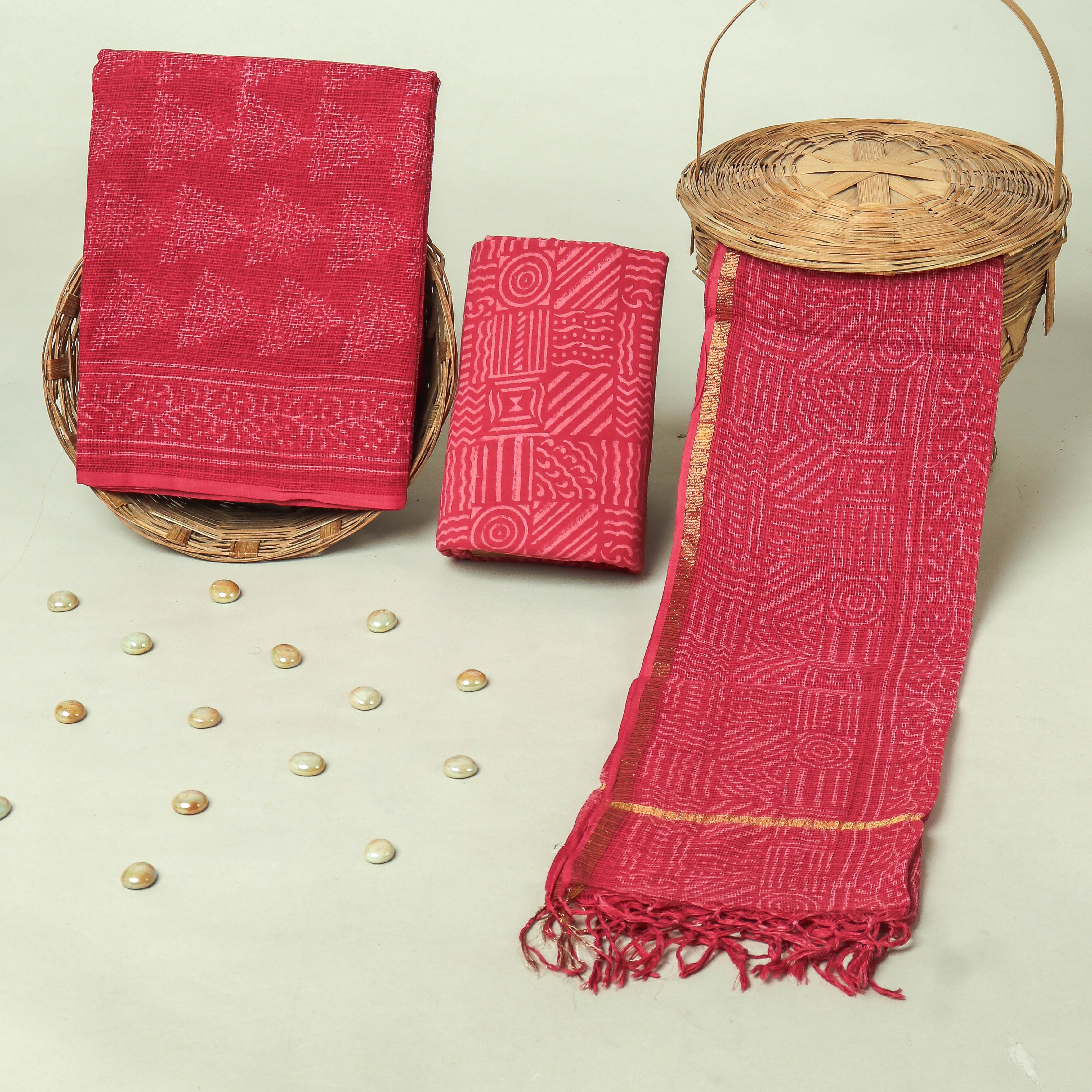 Hand Block Printed Full Kota Doriya Suit Set (FKDS048)