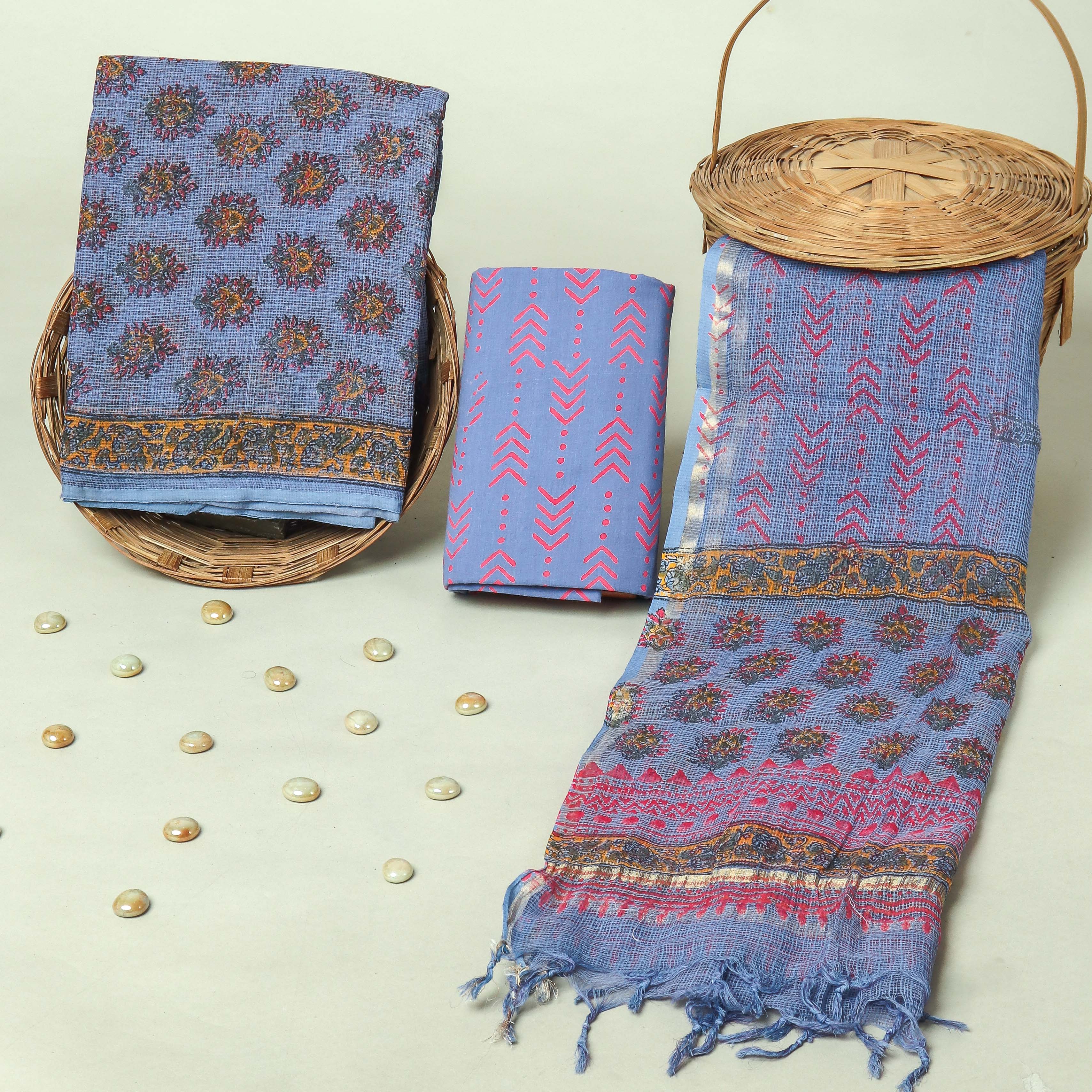 Hand Block Printed Full Kota Doriya Suit Set (FKDS053)