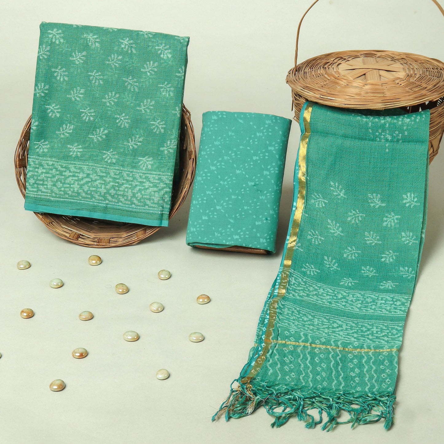 Hand Block Printed Full Kota Doriya Suit Set (FKDS054)