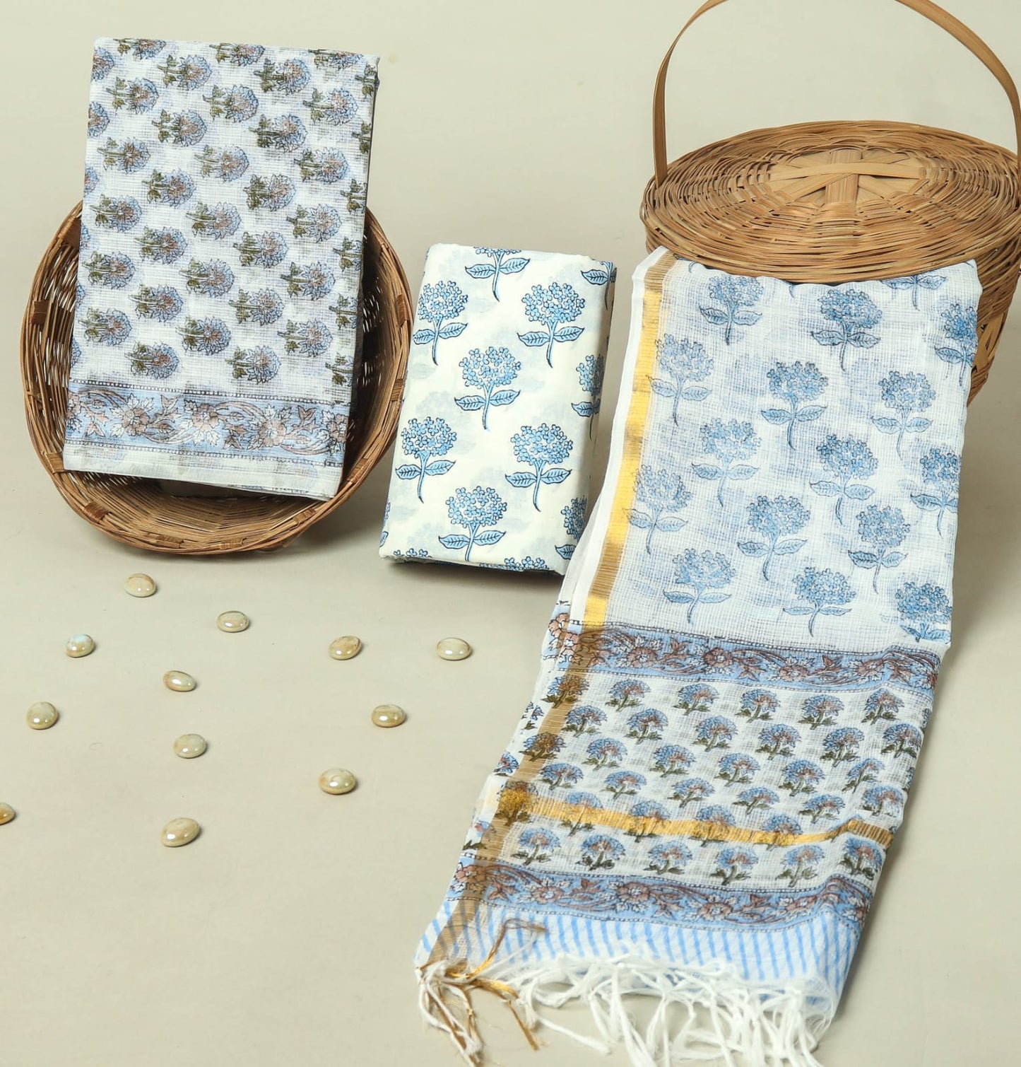 Hand Block Printed Full Kota Doriya Suit Set (FKDS056)